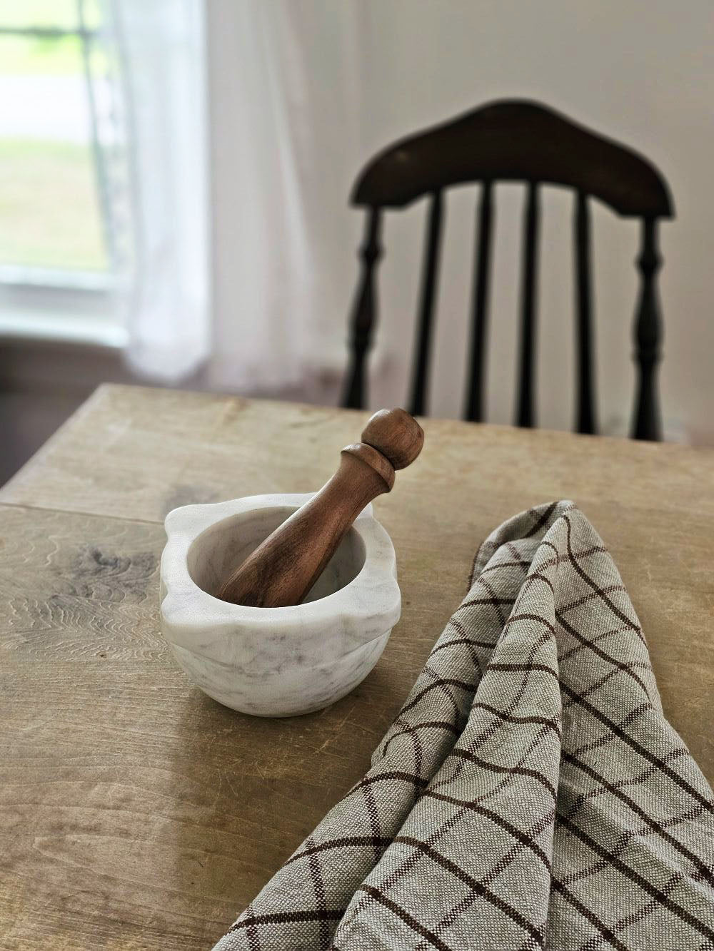 Marble Mortar with Wood Pestle