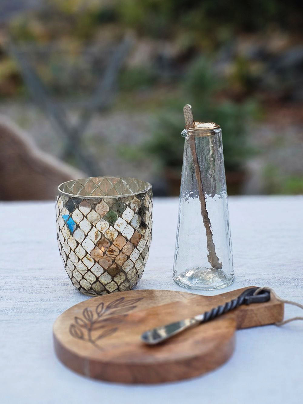 Mercury Glass Mosaic Candle Holder