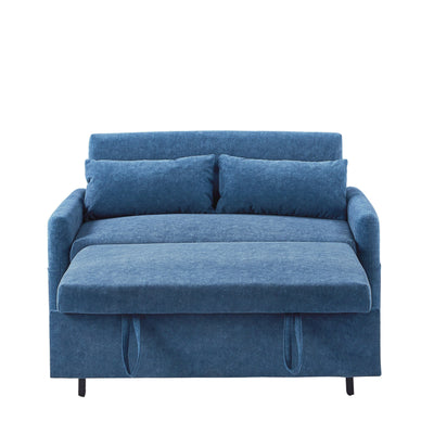 Modern 2 Seat Couch, Microfiber Pull Out Sleep Sofa Bed wih Adjsutable Backrest, Storage Pockets, 2 Soft Pillows, USB Ports