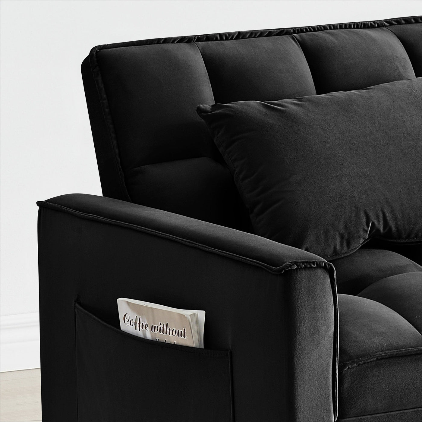 Modern 70.86 3 in 1 Single Convertible Sofa Bed with Adjustable Back and Moving Wheel for Living Room
