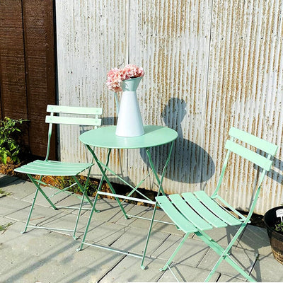 3pc Metal Folding Bistro Set, Weather-Resistant Outdoor/Indoor Conversation Set for Patio, Yard, Garden