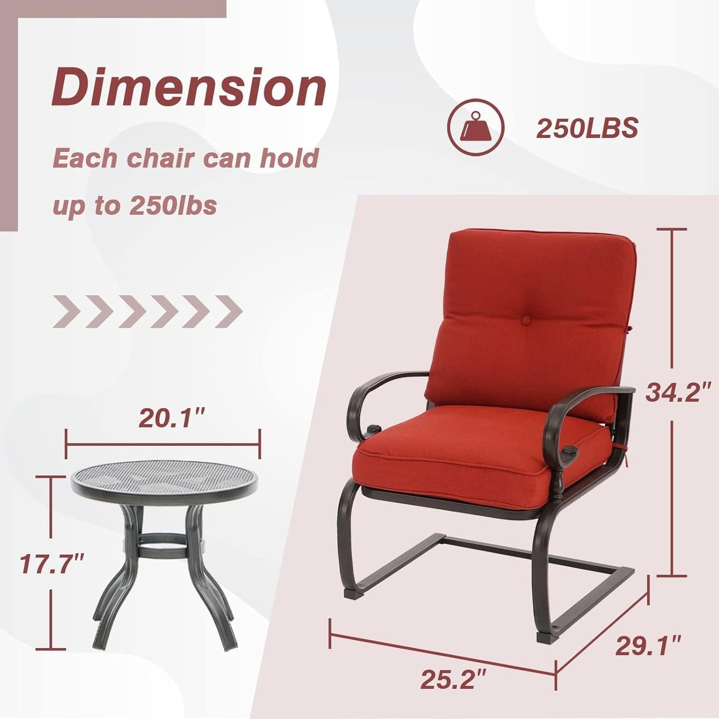 Nista 3 Piece Outdoor Patio C-Spring Bistro Set Dining Chairs with Cushions and Coffee Table by Havenside Home
