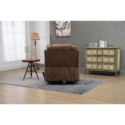 Oversized PU Leather Power Lift Recliner with Massage, Lumbar Heating, Cup Holder, 180¡ã Flat Lay