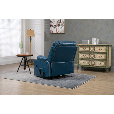 Oversized PU Leather Power Lift Recliner with Massage, Lumbar Heating, Cup Holder, 180¡ã Flat Lay