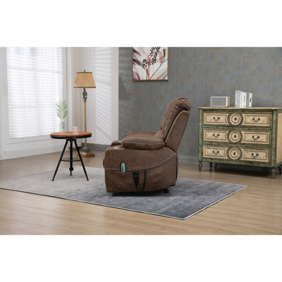 Oversized PU Leather Power Lift Recliner with Massage, Lumbar Heating, Cup Holder, 180¡ã Flat Lay