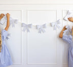 Paper Bow Garland with Blue Floral Design