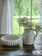 Whitewash Stoneware Ribbed Pitcher