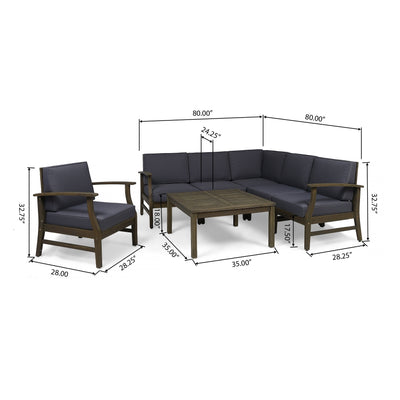Perla Outdoor 7-piece Acacia Wood Sofa Set with Cushion by Christopher Knight Home