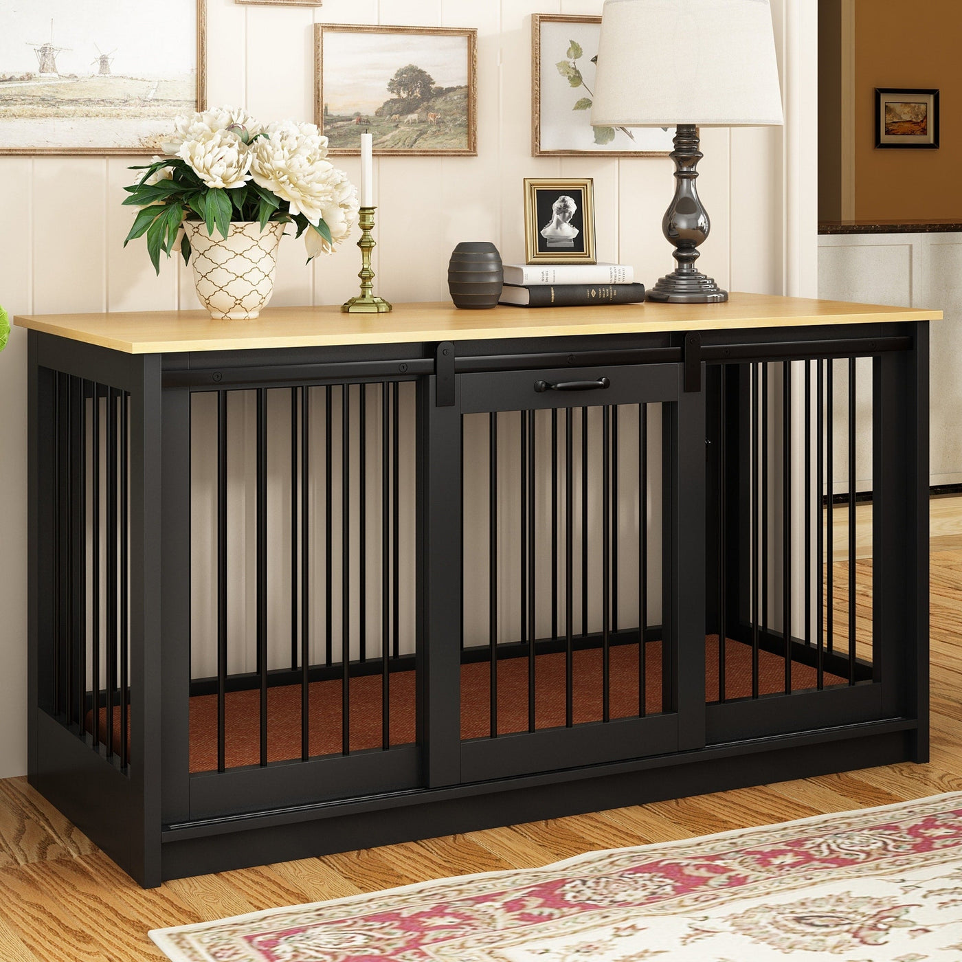 Pet Residence with Iron Tube Reinforcement Stylish & Sturdy Dog Crate