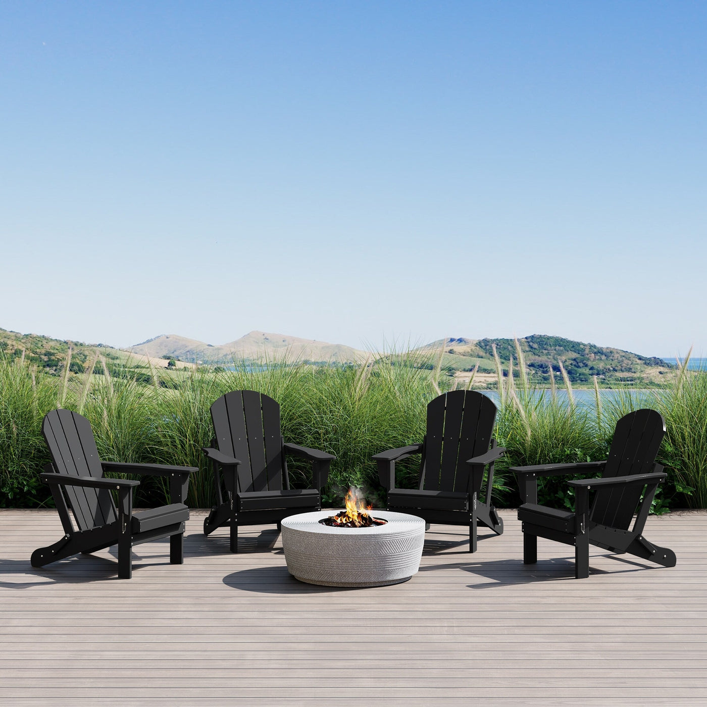 Polytrends Laguna Weather Resistant Outdoor Patio Folding Adirondack Chairs (Set of 4)