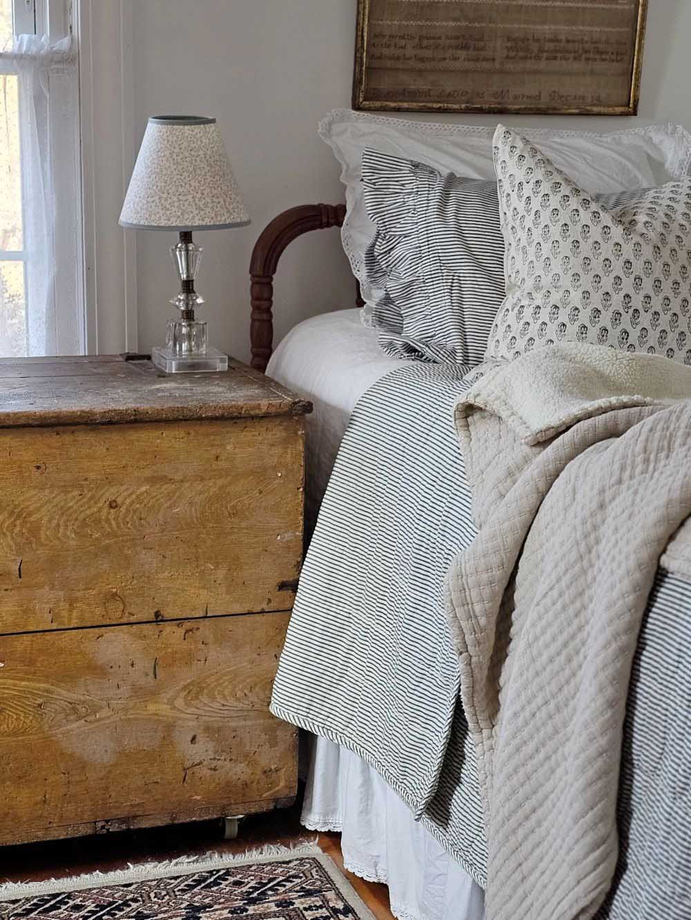 Portsmouth Blue Ticking Stripe Quilt