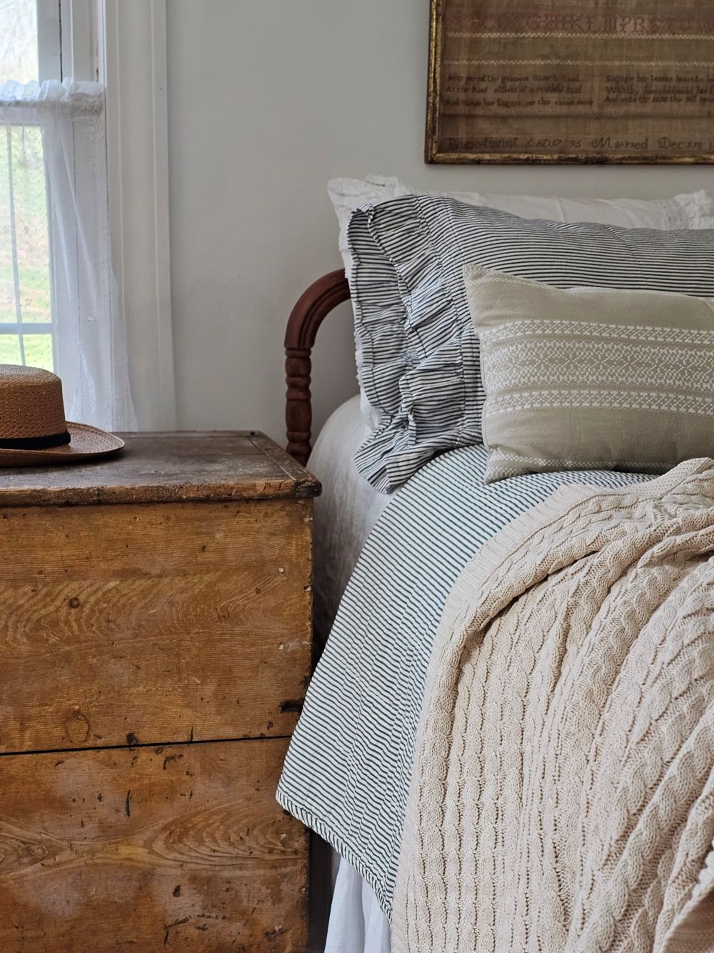 Portsmouth Blue Ticking Stripe Quilt