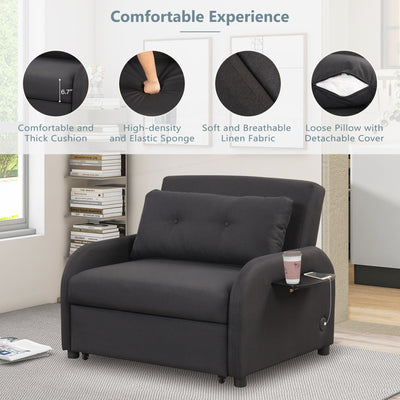 Pull Out Sofa Sleeper 3 in 1 with 2 Wing Table