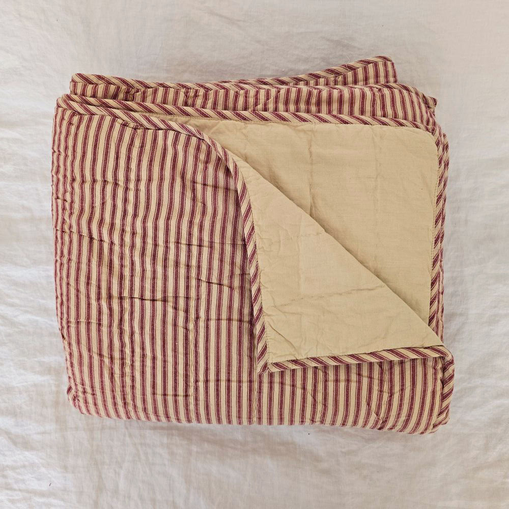 Red Ticking Stripe Quilt