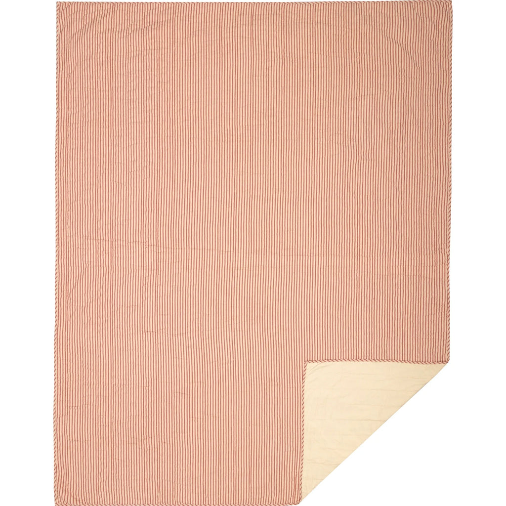 Red Ticking Stripe Quilt