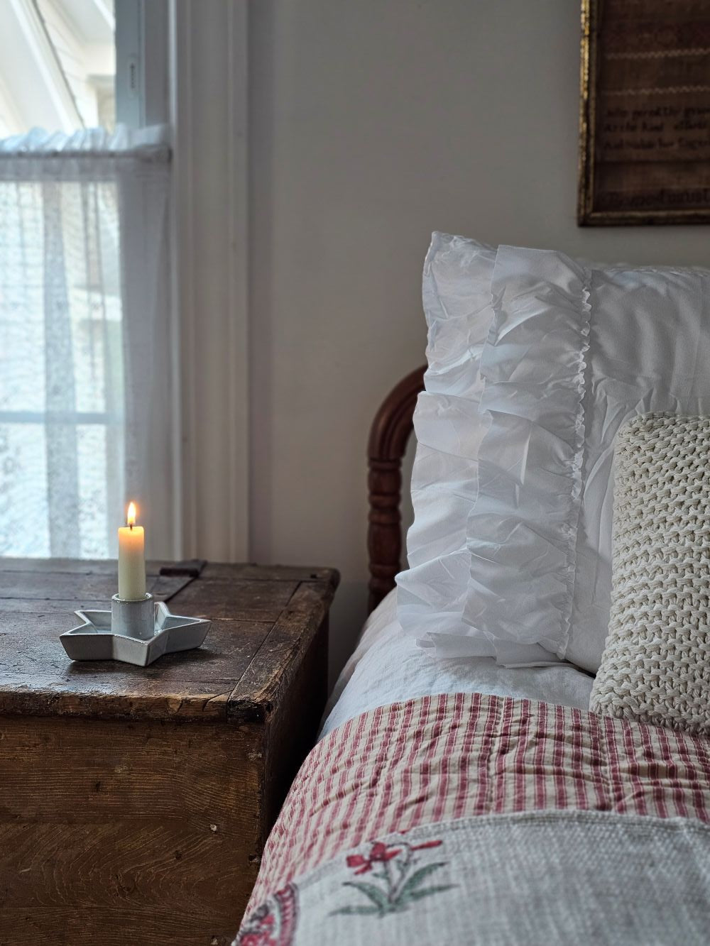 Red Ticking Stripe Quilt