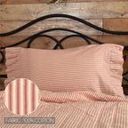 Red Ticking Stripe Pillow Case Set