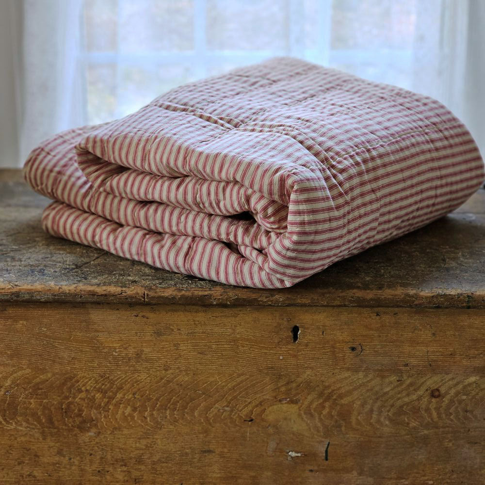 Red Ticking Stripe Quilt