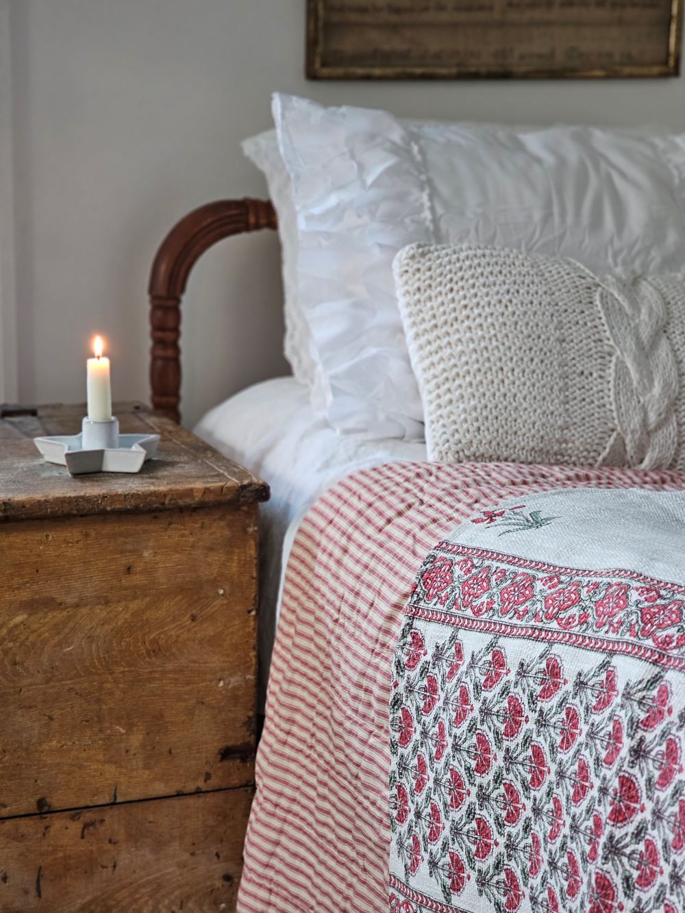 Red Ticking Stripe Quilt