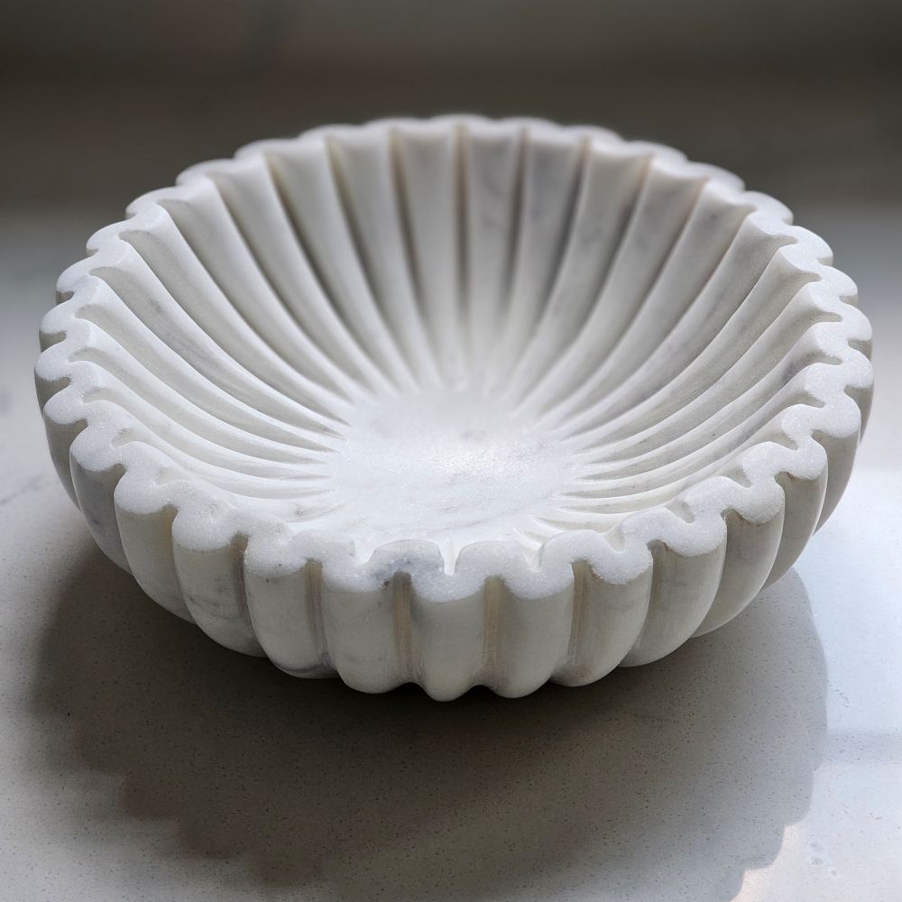 Ribbed Marble Bowl