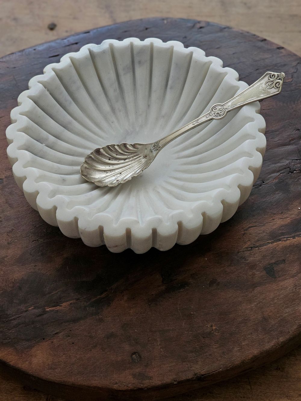 Ribbed Marble Bowl