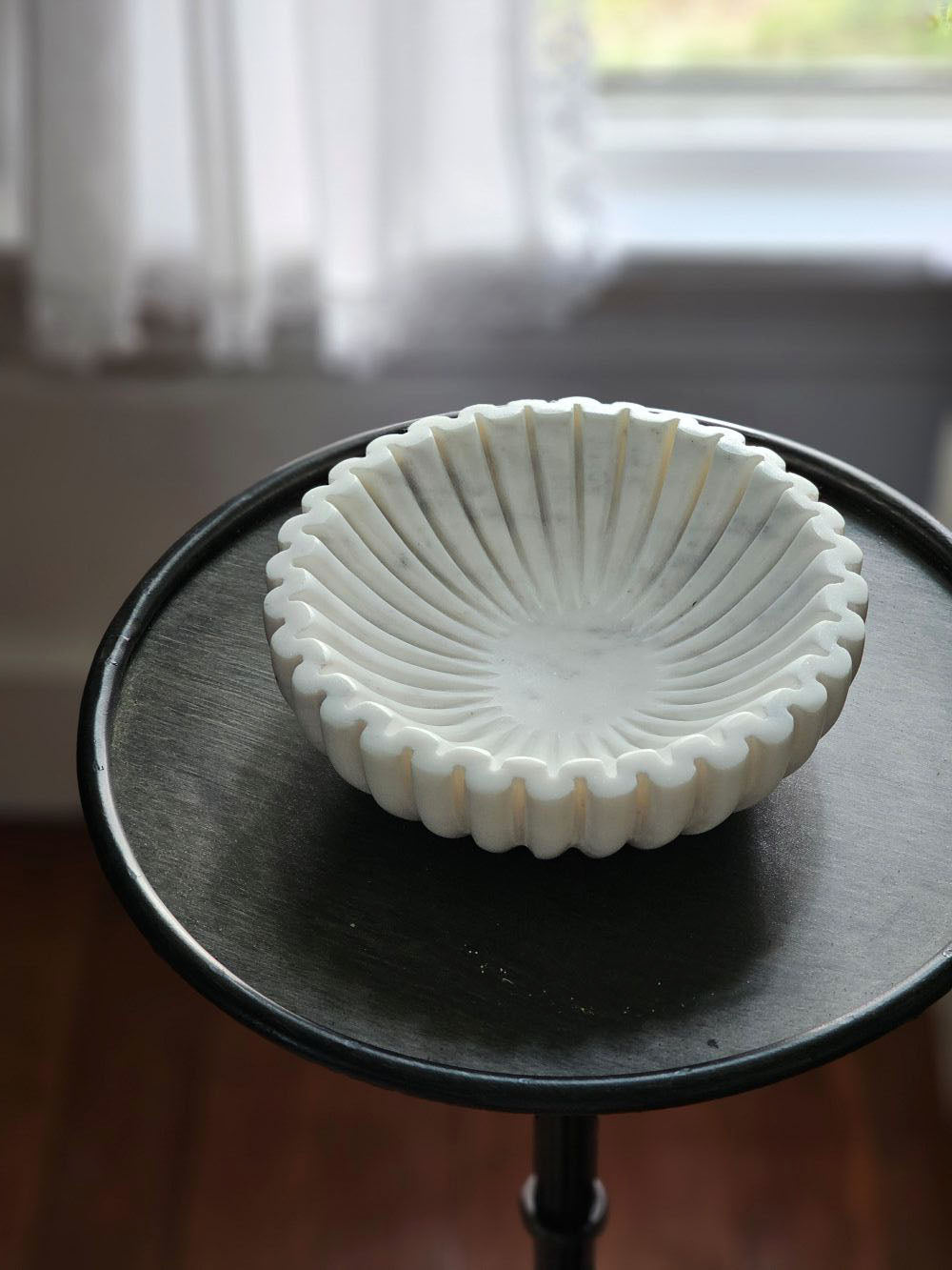 Ribbed Marble Bowl