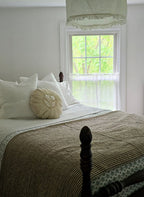 Charcoal Ticking Stripe Quilt