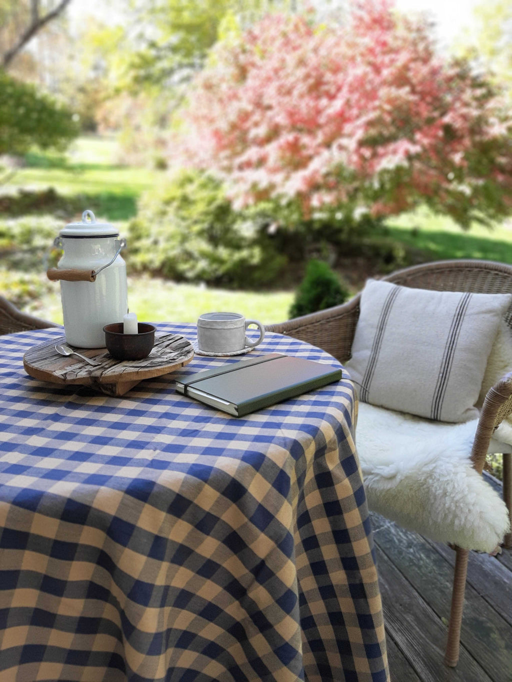 Rustic Blue Check Tablecloth
