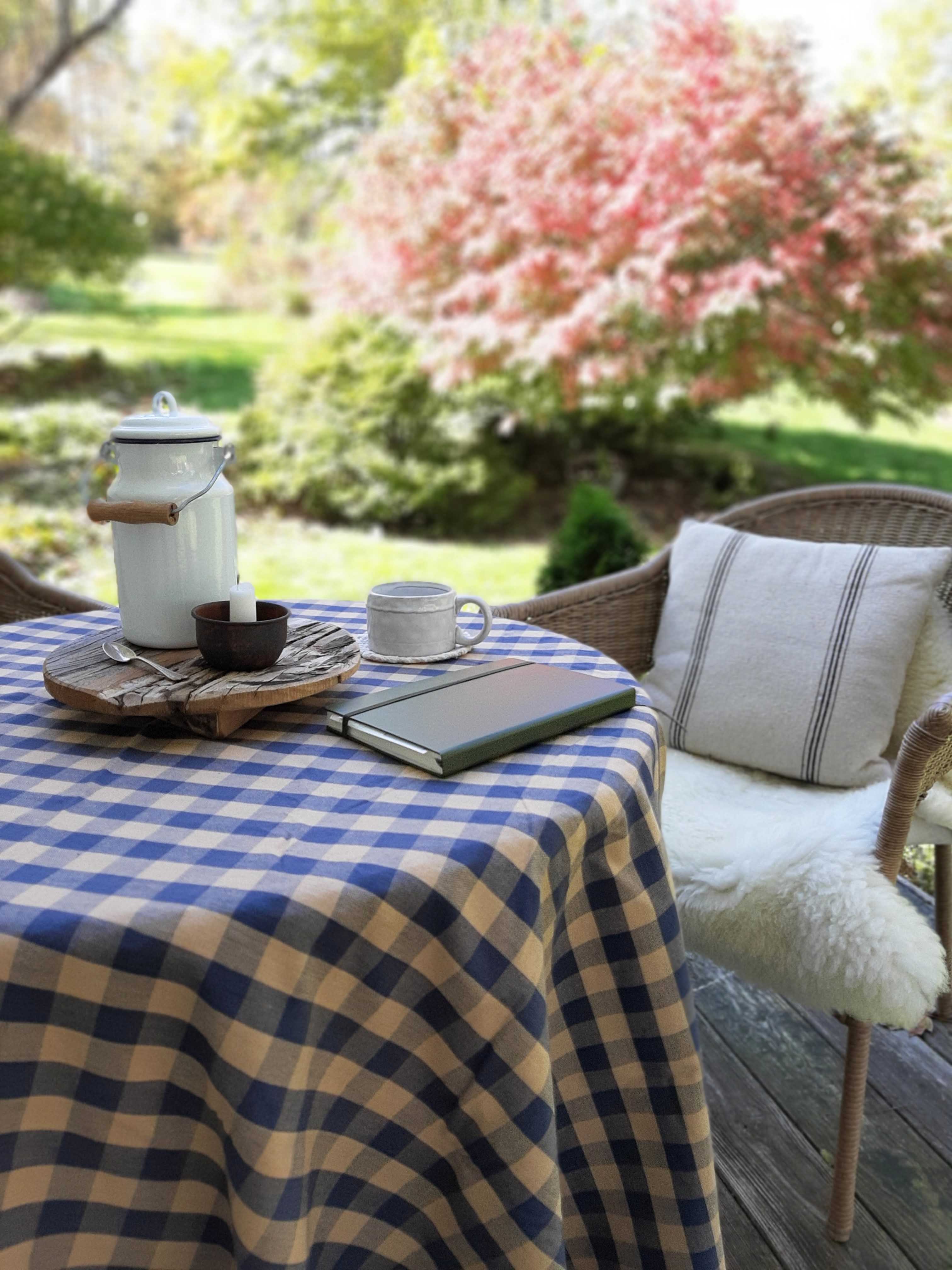 Rustic Blue Check Tablecloth