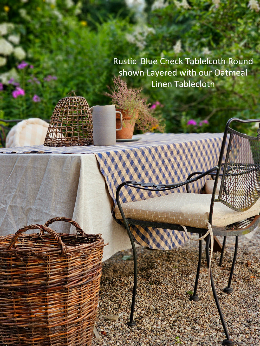 Rustic Blue Check Tablecloth