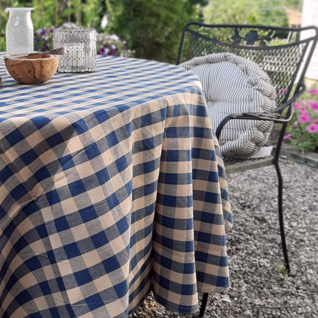 Rustic Blue Check Tablecloth