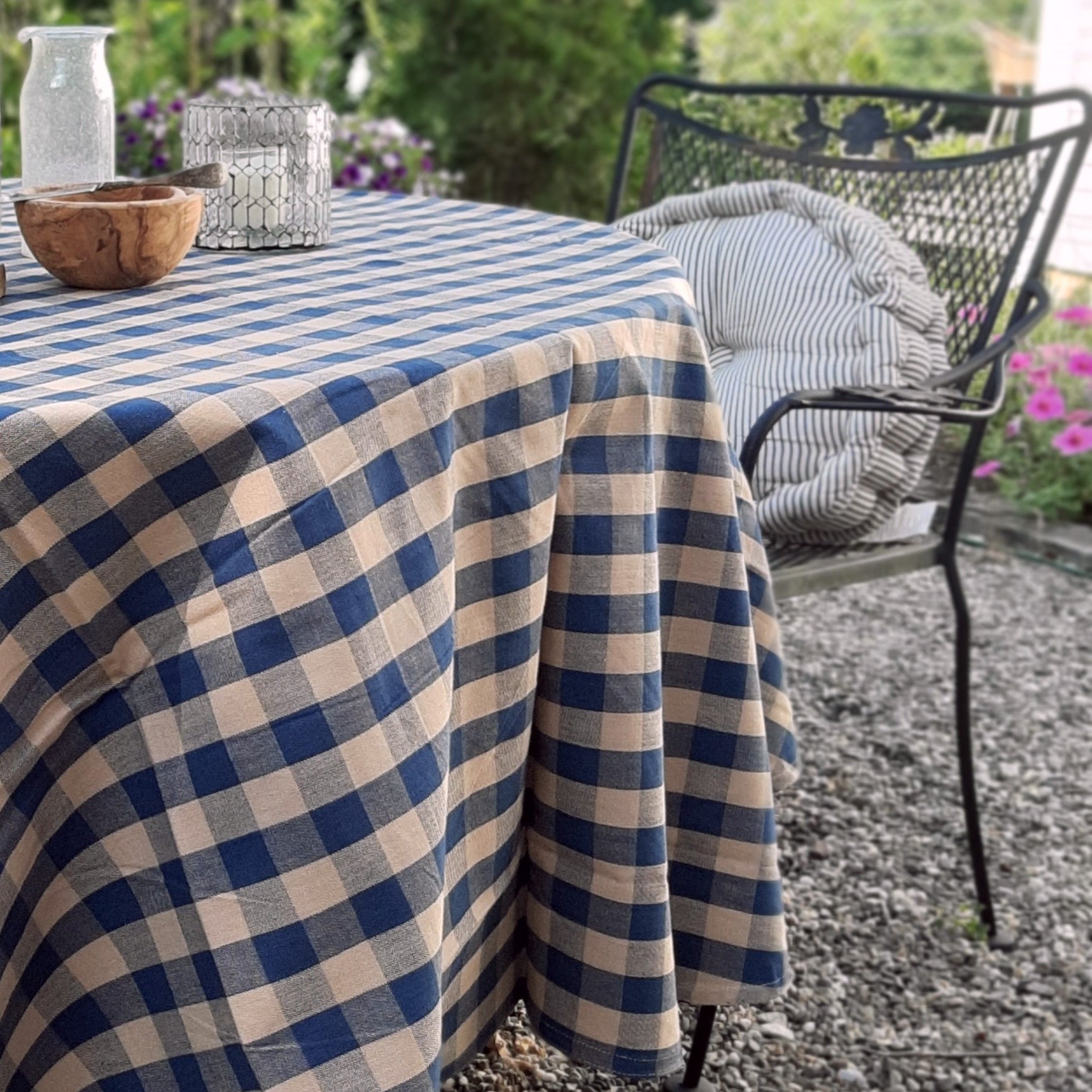 Rustic Blue Check Tablecloth