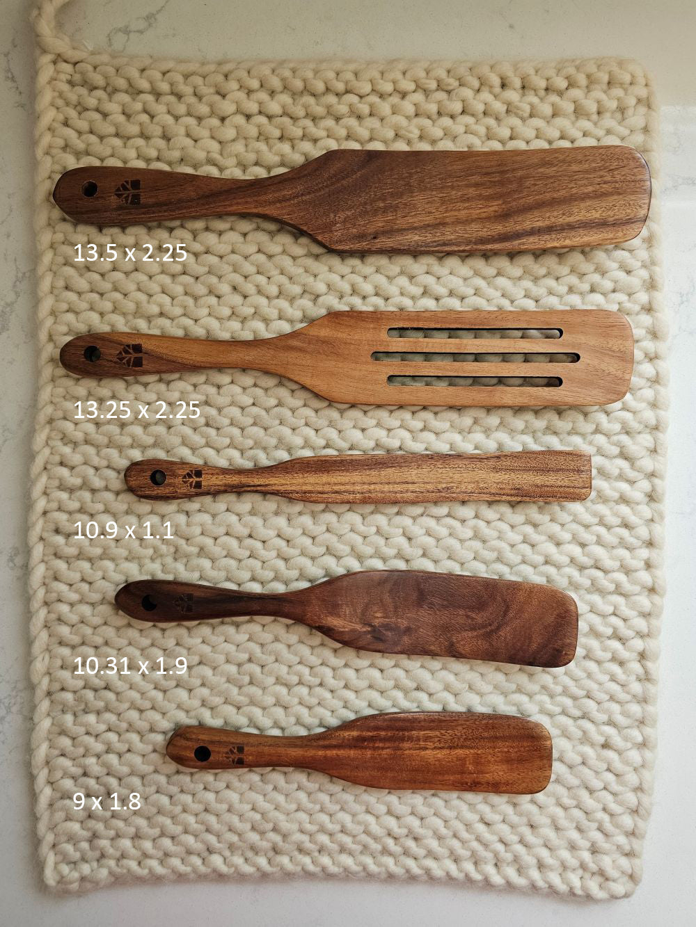 Rustic Wood Spurtle Spatula Set