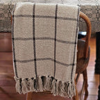 Rustic Black Windowpane Throw Blanket