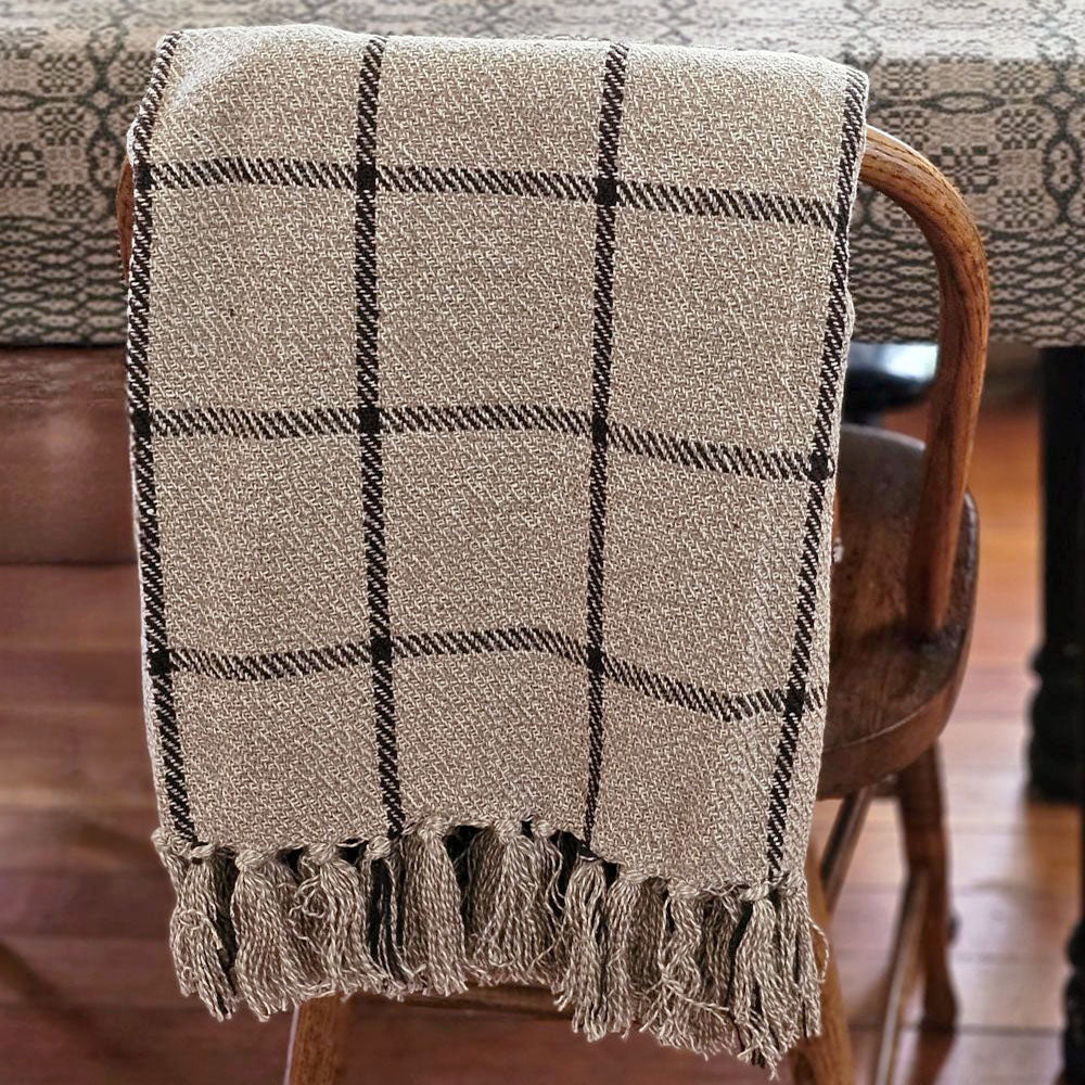 Rustic Black Windowpane Throw Blanket