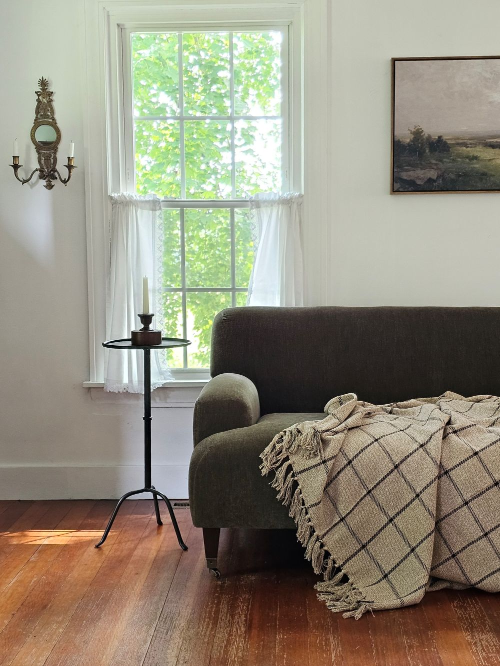 Rustic Black Windowpane Throw Blanket