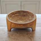Rustic Carved Wood Bowl with Legs