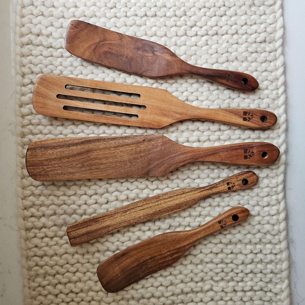 Rustic Wood Spurtle Spatula Set