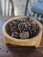 Rustic Carved Wood Bowl with Legs
