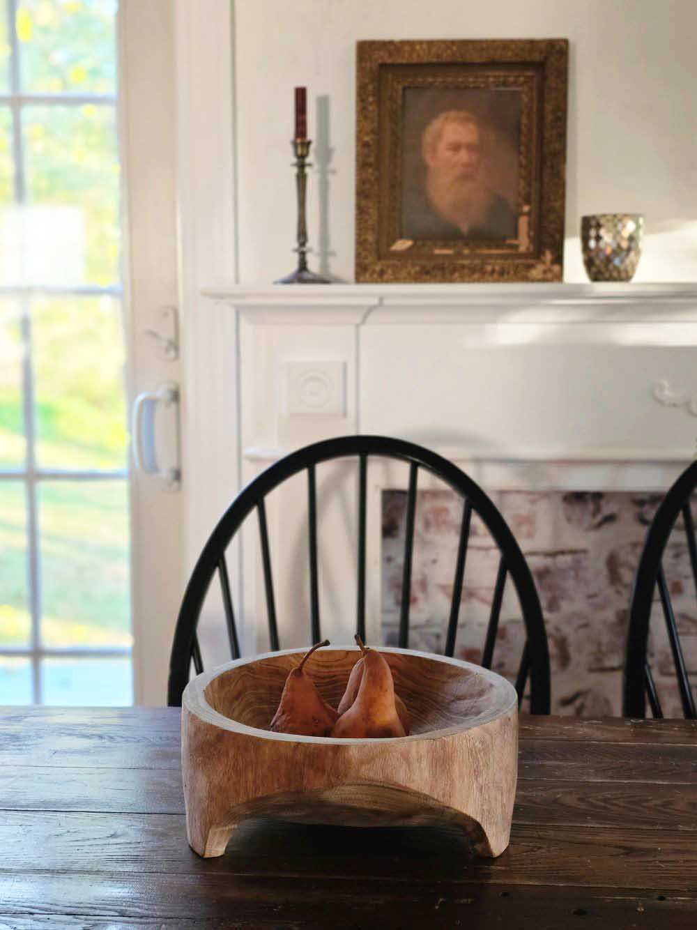 Rustic Carved Wood Bowl with Legs
