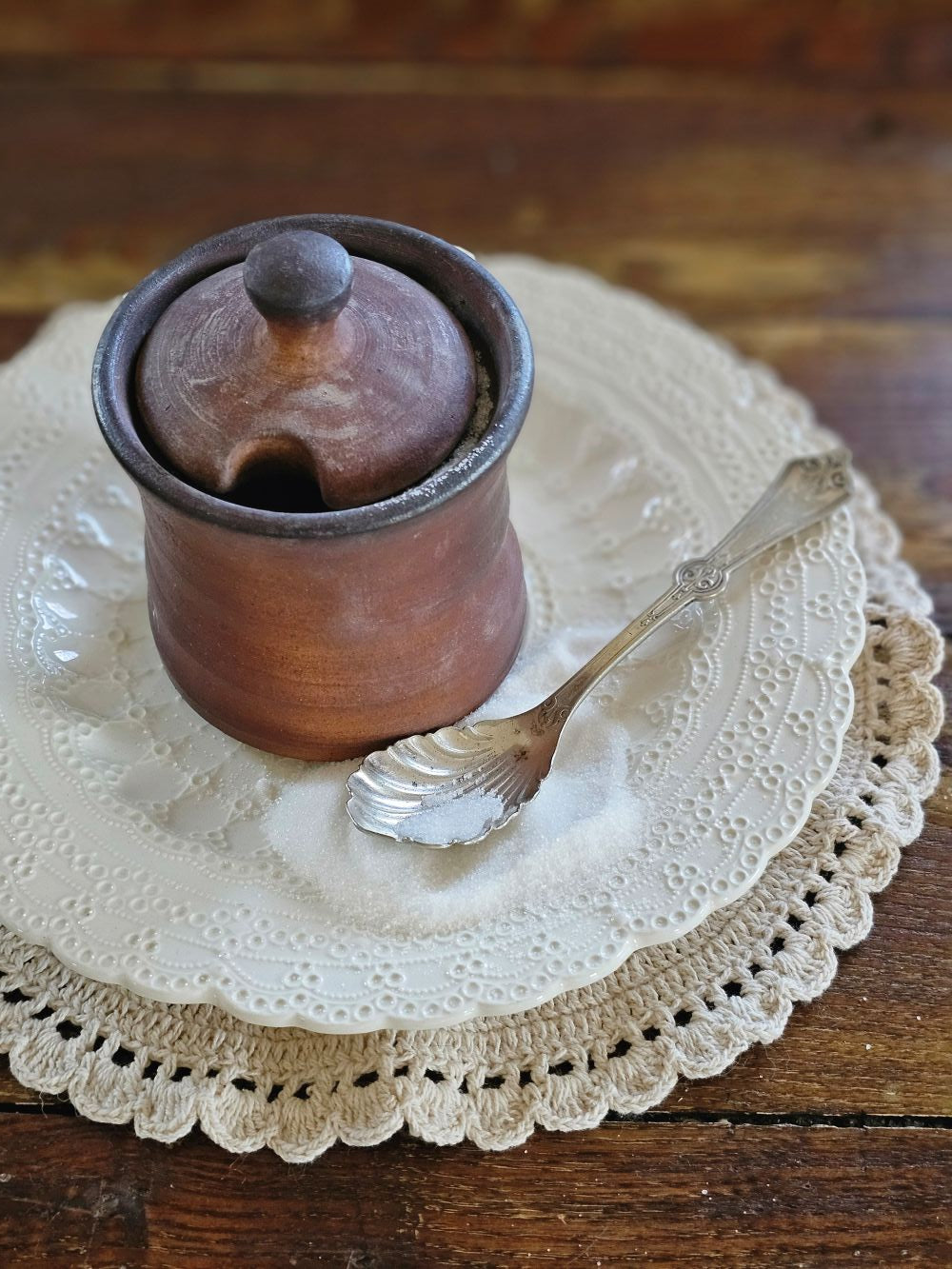 Rustic Clay Sugar Jar