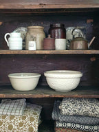 Whitewash Stoneware Ribbed Pitcher