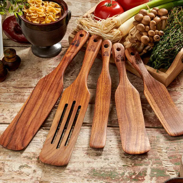 Rustic Wood Spurtle Spatula Set