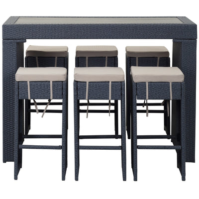 SAFAVIEH Outdoor Euda Bar Set (7-Piece) - 29Wx59Dx42H