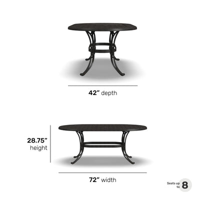 Sanibel Bronze Aluminum 7- Piece Outdoor Dining Set with 72 Oval Dining Table and Six Armchairs by Homestyles