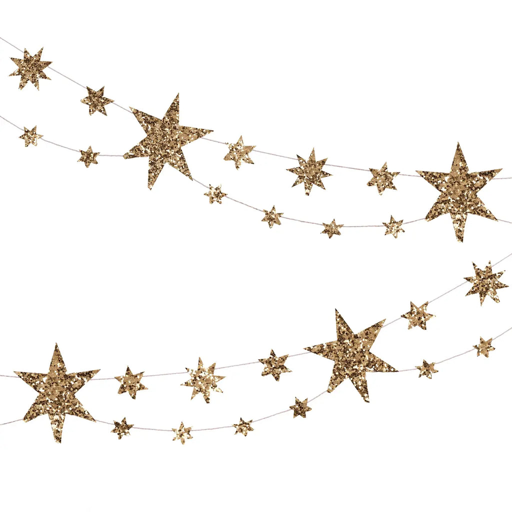 Sparkling Gold Star Banner Garland