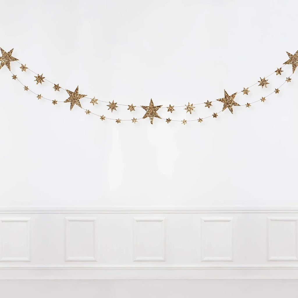 Sparkling Gold Star Banner Garland
