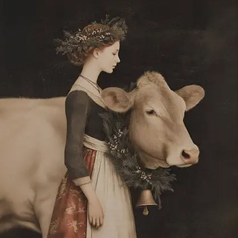 Milkmaid at Christmas Art Print