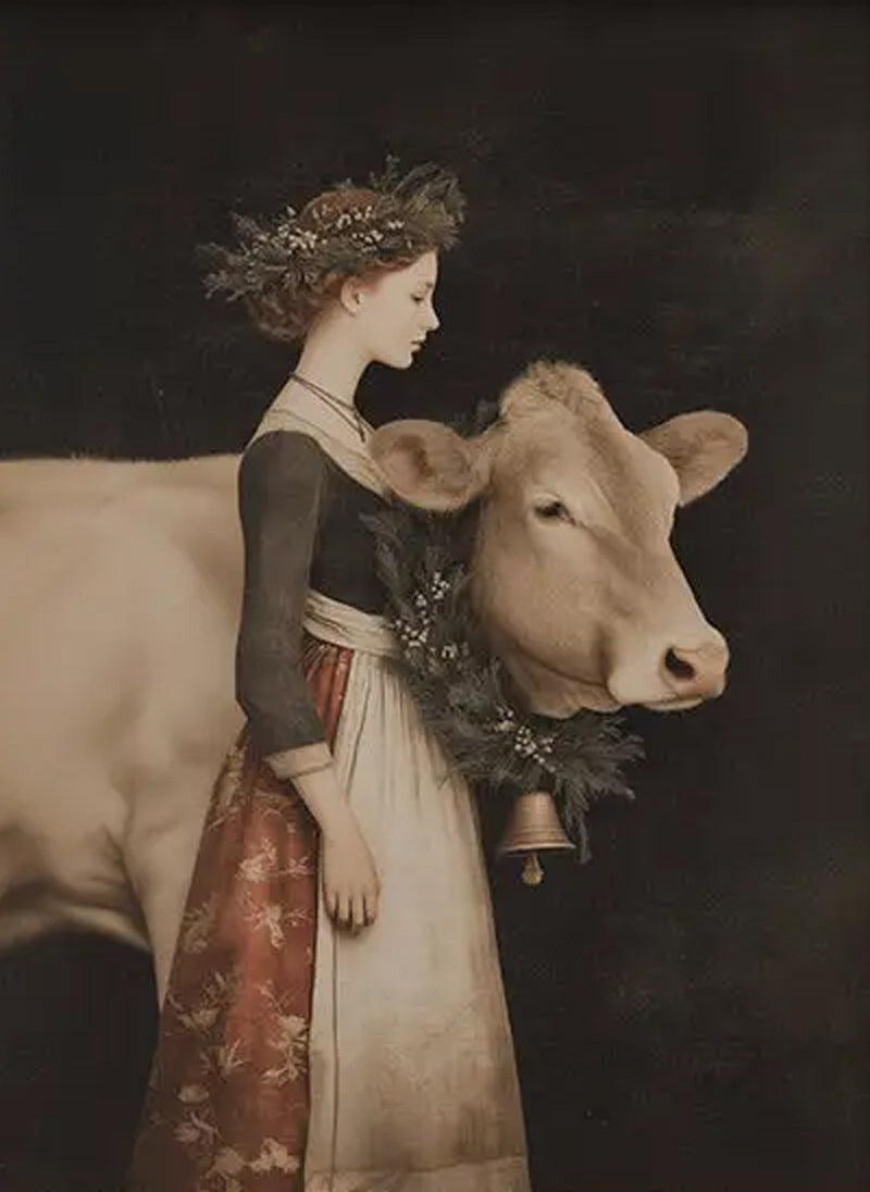 Milkmaid at Christmas Art Print