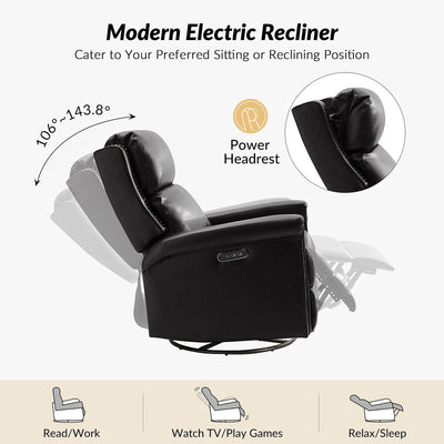 Tobias Traditional Swivel And Rocker Power Recliner Set of 2 by HULALA HOME